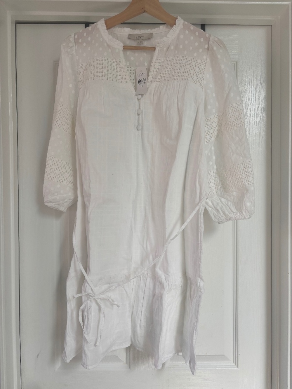 White Loft 3/4 Length Sleeve Summer Dress